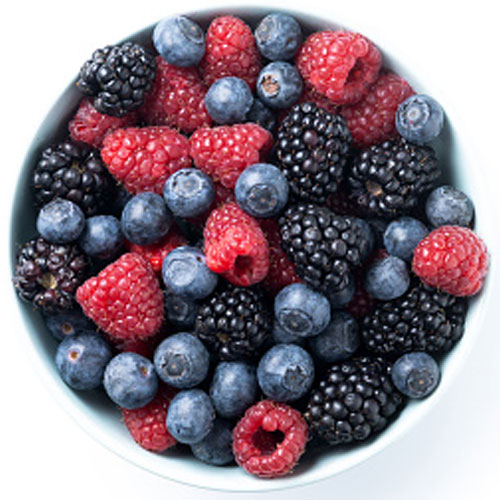Bowl filled with fresh mixed berries
