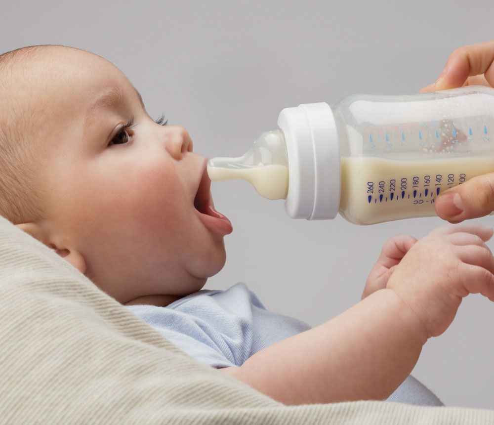 Bottle feeding tracking records labeled