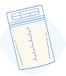 Breast milk storage bag with measurement marks.