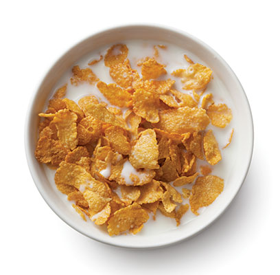 Bowl of cornflakes with milk