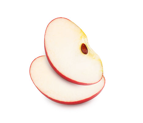 Two red apple slices stacked together