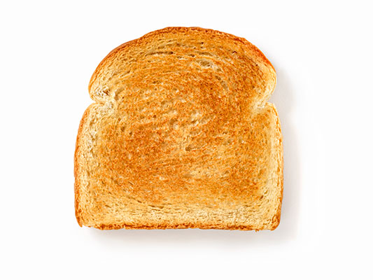 Toasted bread slice on white background
