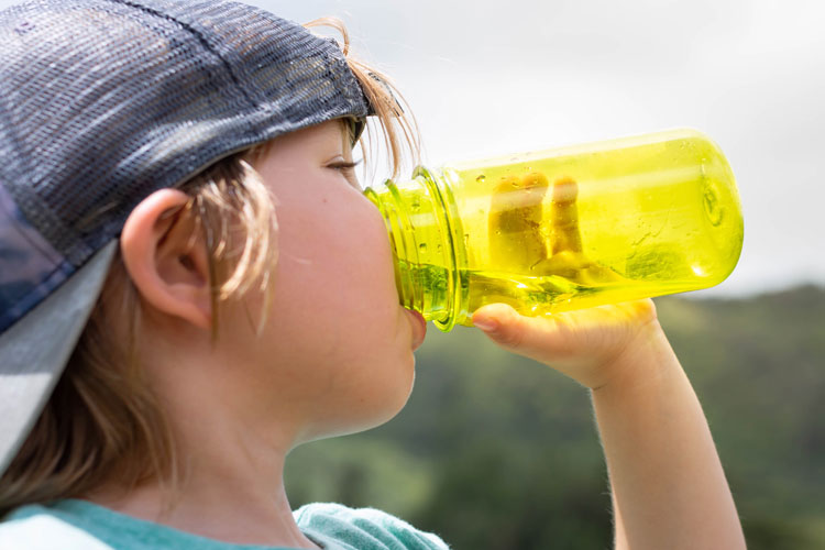 boy rehydrating